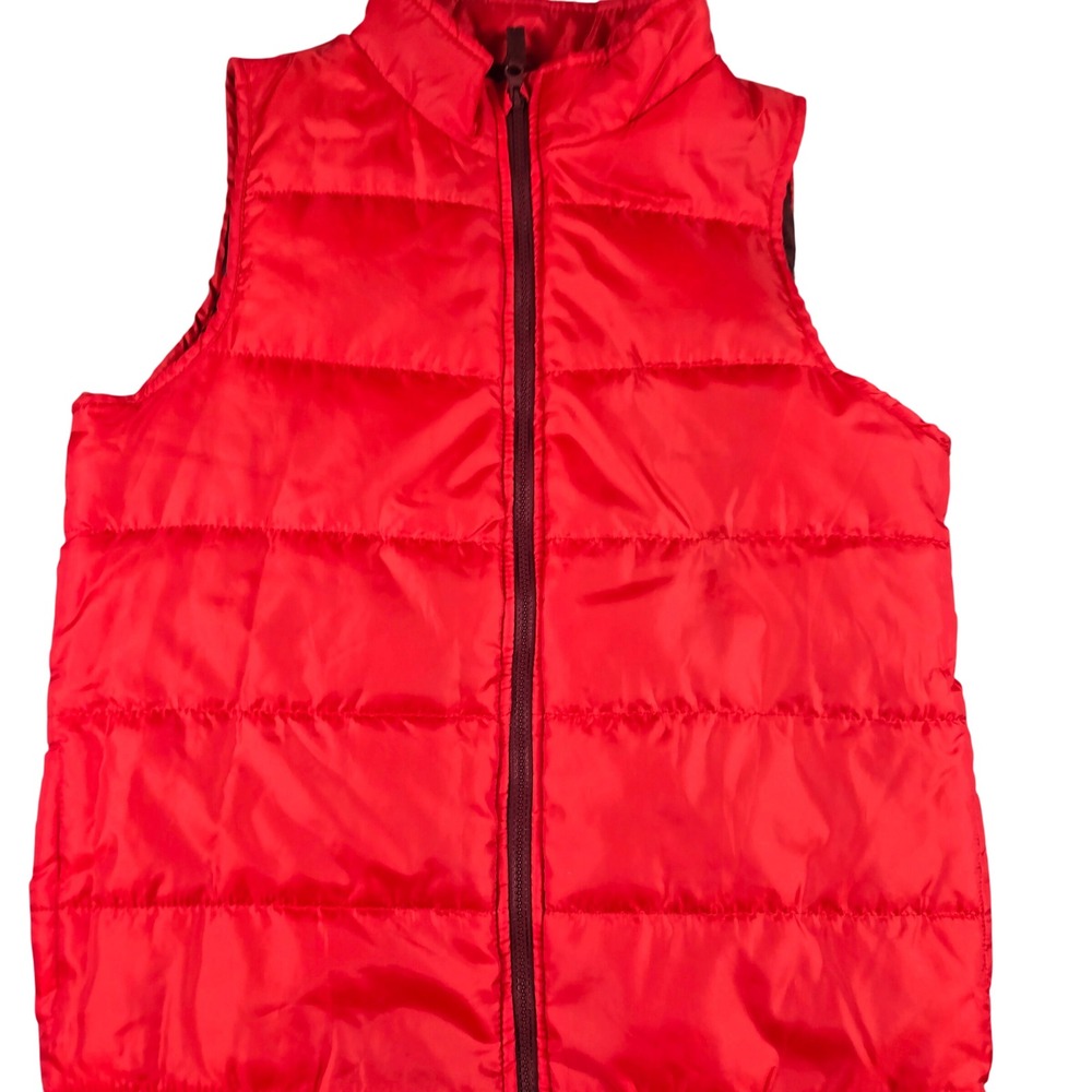 London Fog Puffer Vest Womens Large Red Quilted Zip Up Sleeveless Jacket L215046